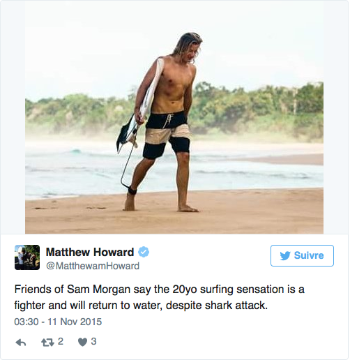 Sam Morgan attaque requin Australie