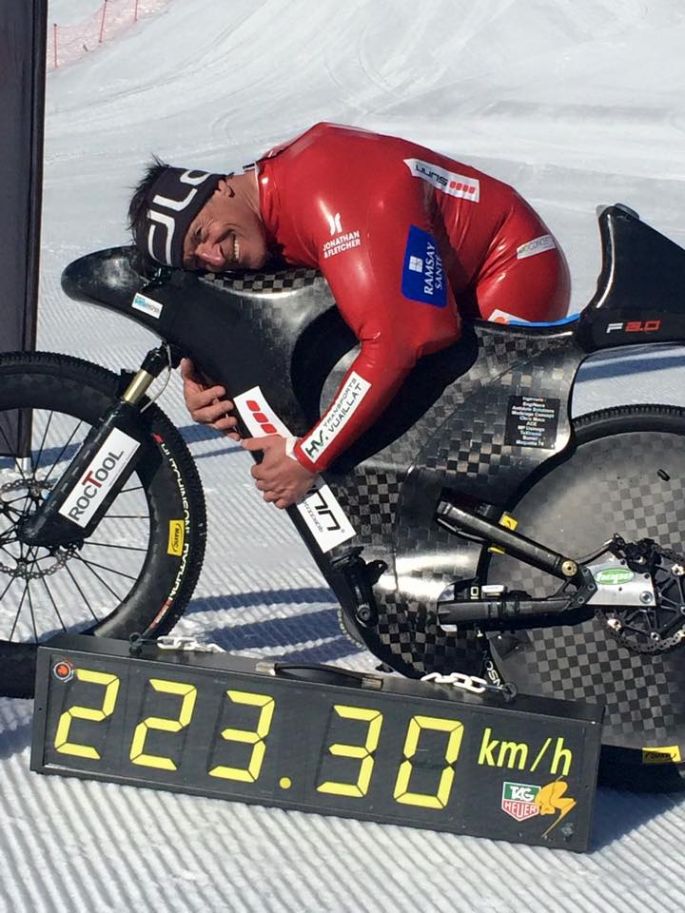 Eric Barone, record du monde de vitesse à VTT 