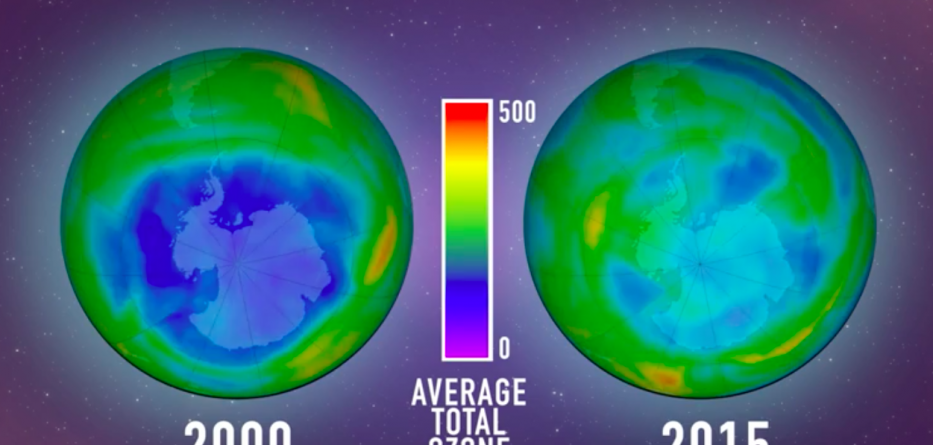 le trou dans la couche d'ozone se résorbe