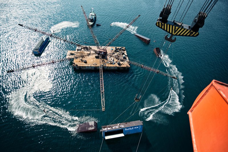 Felix Georgii wakeboarding full circle at Wake Crane Project in Pula, Croatia on September 24, 2016