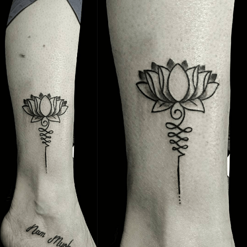 tatouage-lotus-cheville-unalome