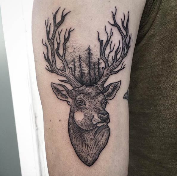 linework-stag-tattoo