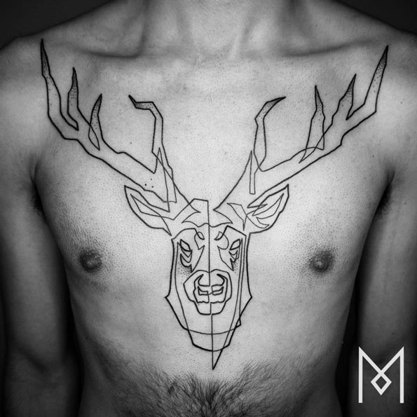 single-line-stag-tattoo