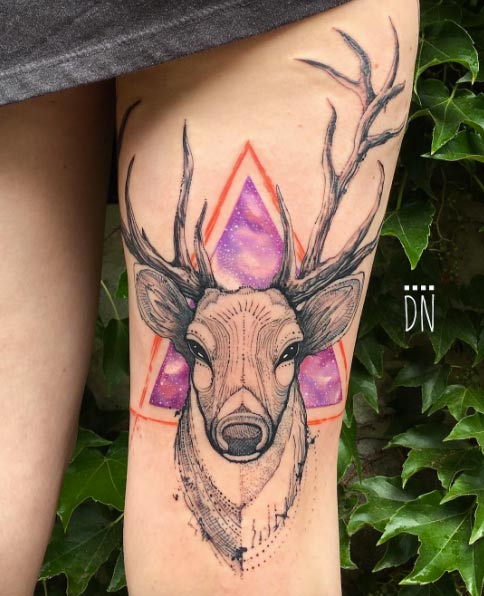 space-themed-stag-tattoo