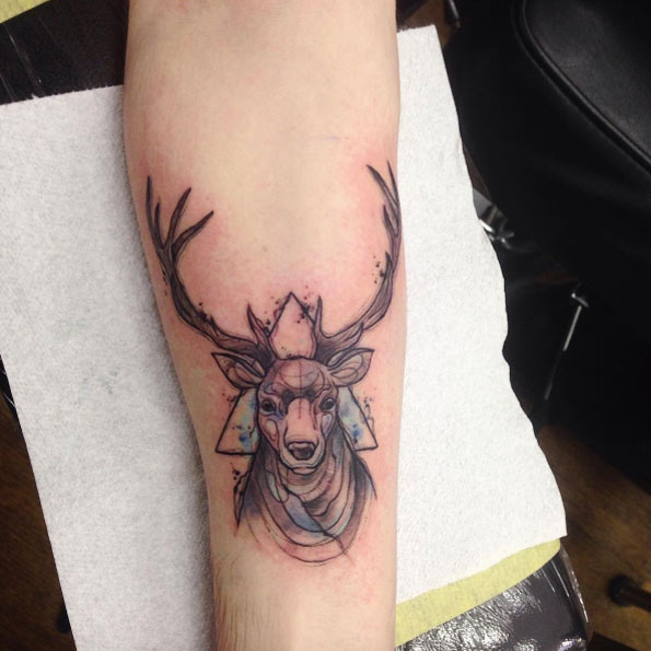 subtle-watercolor-stag-tattoo