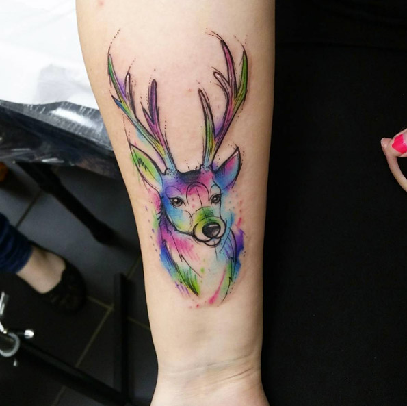 watercolor-stag-tattoo