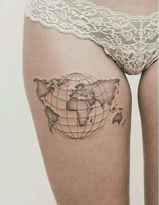 tatouage carte du monde