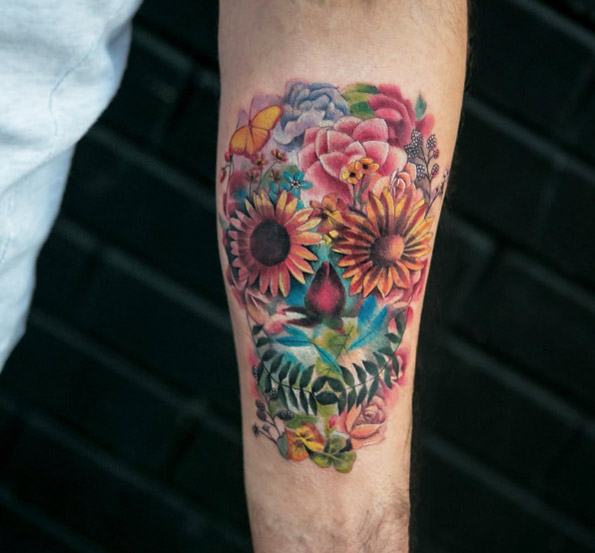 floral-skull-tattoo