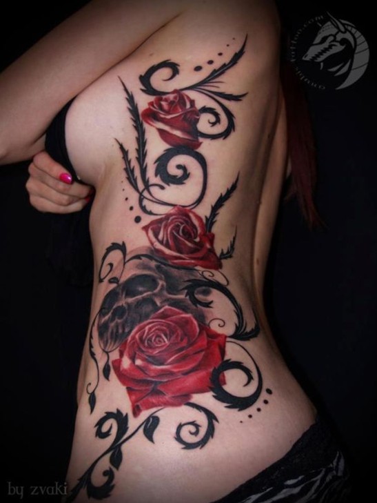 skull-tattoos-rose