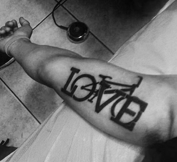 male-with-creative-bicycle-love-tattoo-on-forearms