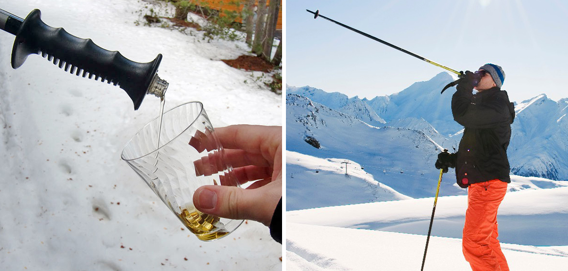 WhiSki, des bâtons de ski qui cachent une réserve d'alcool !