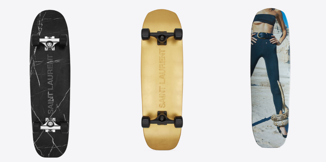 En marbre ou en or, voici les planches de skate Yves Saint Laurent