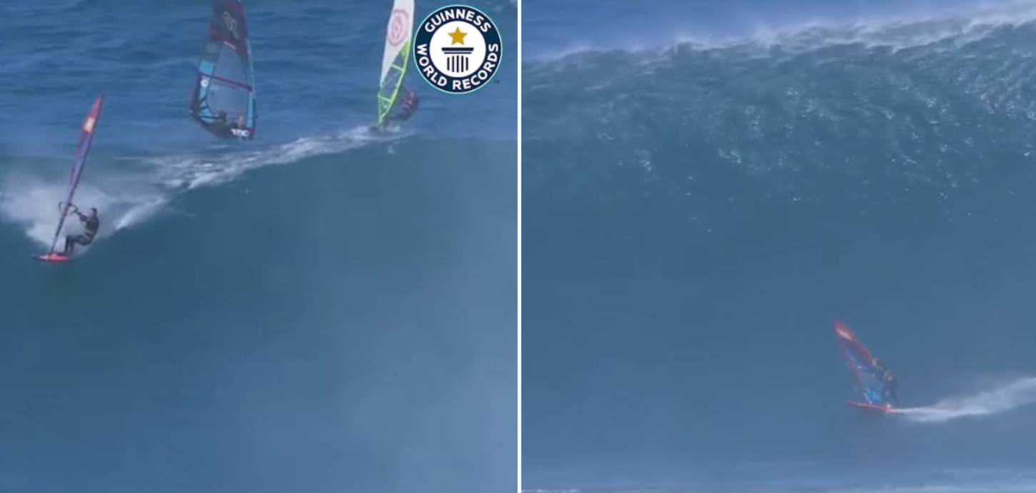 Record 11 mètres de hauteur à Jaws pour la windsurfeuse Sarah Hauser